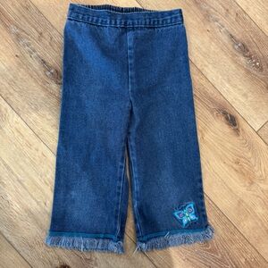 Girls Butterfly Embroidered Jeans Size 6 – Dark Wash Fringe Hem